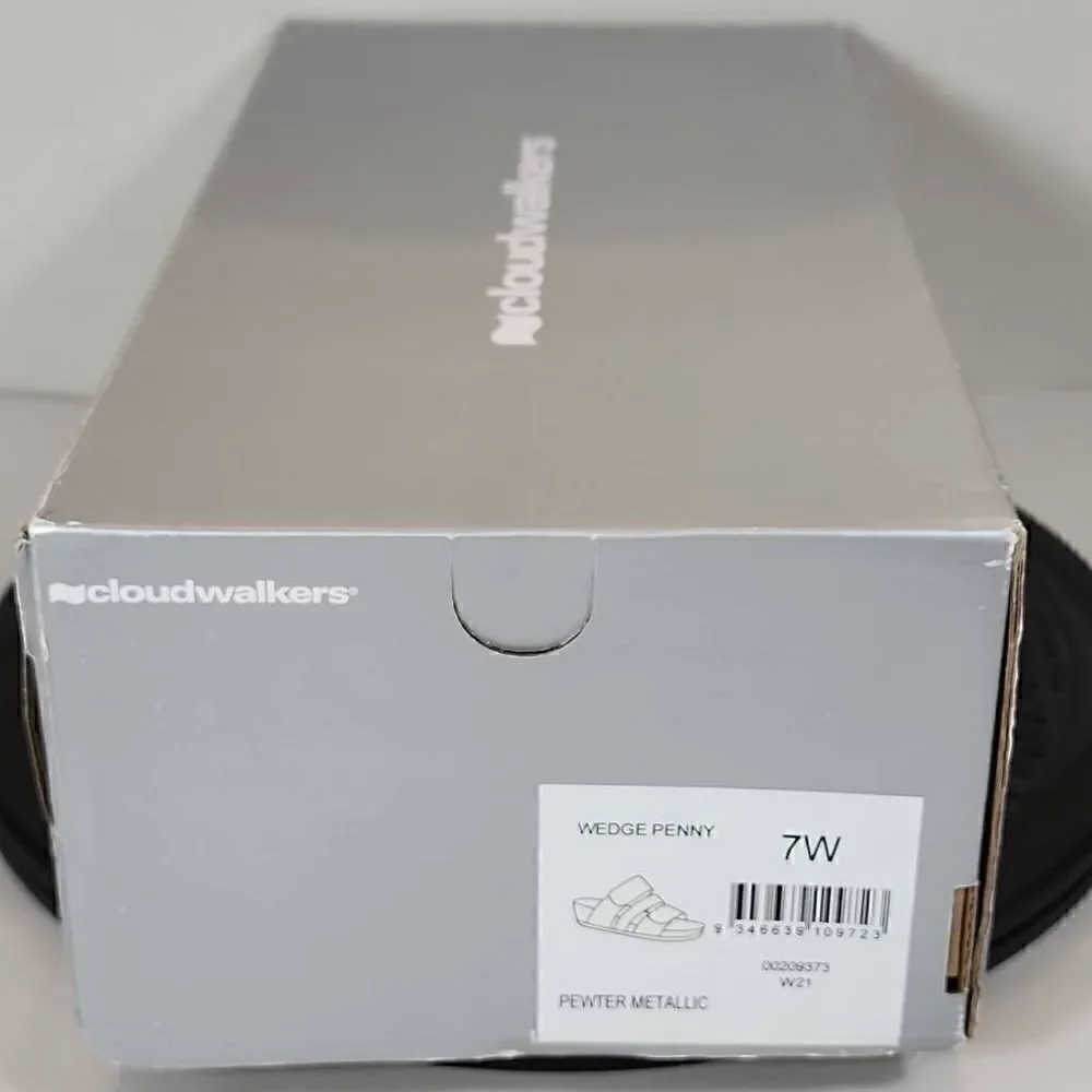 Cloudwalkers Plus Size Wedge Penny in Pewter Metallic Women's Size 7W